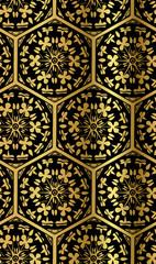 chinese geometry vector seamless pattern oriental black gold