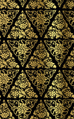 chinese geometry vector seamless pattern oriental black gold