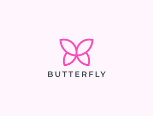 Butterfly logo. Luxury line logotype design. Universal premium butterfly symbol logotype.