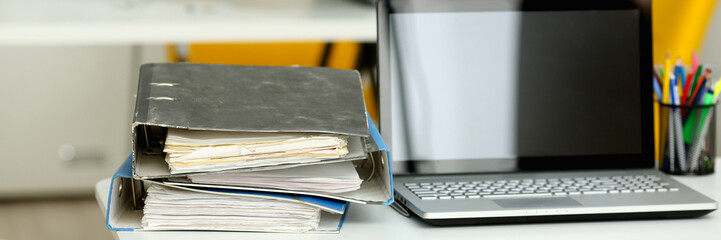 Empty workplace in office closeup or head hunter profession modern solution