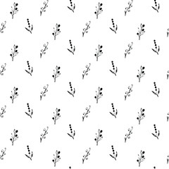 Fototapeta na wymiar Vector floral seamless pattern. Background with outline hand drawn flowers. Design concept for fabric design, textile print, wrapping paper or web backgrounds.