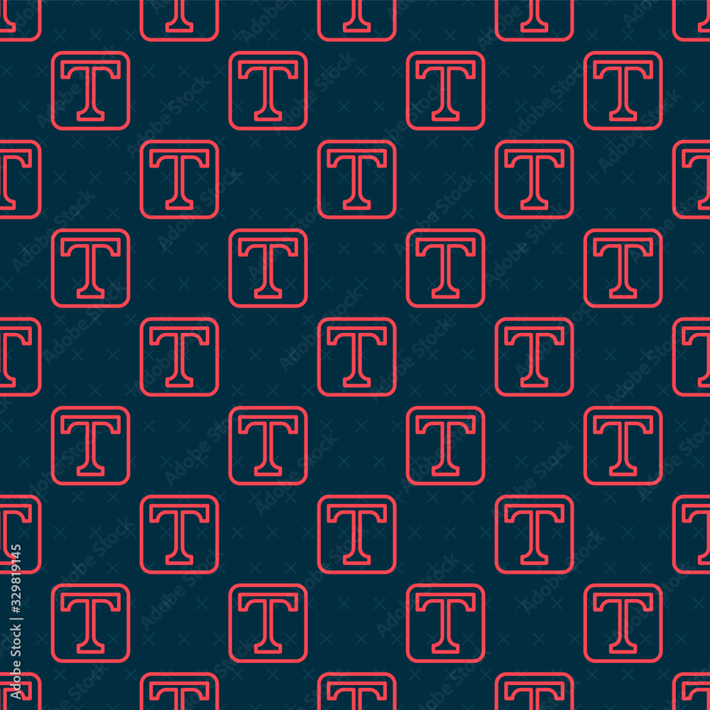 Fototapete red line text icon isolated seamless pattern on black background. vector illustration