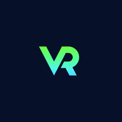 VR letter logo design. Simple, minimal and elegant VR logo design. Vector illustration template. Vector illustration.