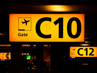 Departure gates signs.