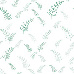 Seamless pattern of elements of leaves and flowers. Hand drawn vector illustration in doodle style. Elements for greeting cards, posters, stickers and seasonal design.