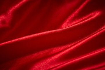 Fototapeta na wymiar Valentines Day Background, Valentine Heart Red Silk Fabric, Wedding Love - Image