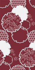 snowflake maple leaves symbol circle ornamental oriental japanese chinese vector design seamless pattern