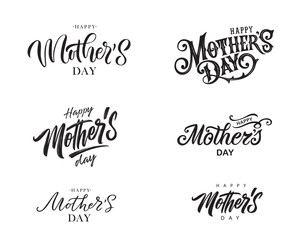 Vector illustration. A set of inscriptions for Mother 's Day. Happy Mother's Day handwritten lettering. Design template celebration.