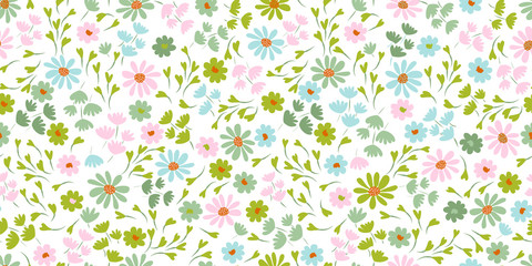Patroon met eenvoudige mooie kleine bloemen, kleine bloemenvrijheid naadloze textuurachtergrond. Lente, zomer romantische bloesem bloementuin naadloos patroon voor uw ontwerpen