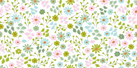 Tapeten Kleine Blumen Muster mit einfachen hübschen kleinen Blumen, wenig floraler Freiheit nahtloser Texturhintergrund. Frühling, Sommer, romantischer Blumengarten, nahtloses Muster für Ihre Designs