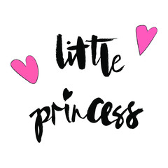 Vector illustration of the text Little princess for girls clothes, badge, postcard, tag, print. T-shirt design. Inspirational quote, banner. Women's calligraphy. Typography, poster.