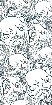 octopus oriental japanese chinese vector design seamless pattern