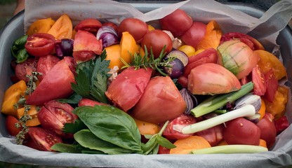 Organic vegetable and herbs prepared for bacing