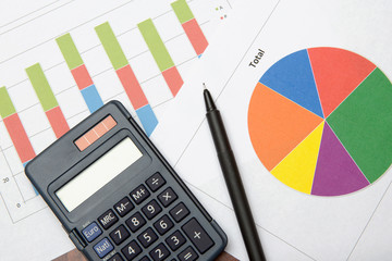 Business analysis and data chart with calculator, business concept image.