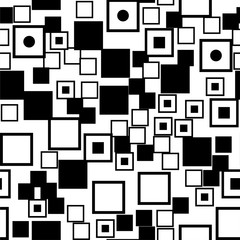 Seamless square, random black-white, monochrome pattern. Abstract background, vector illustration. EPS10