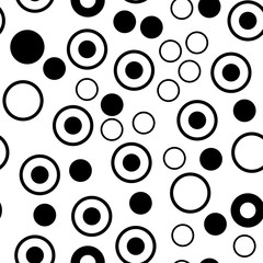 Seamless circles, random black-white, monochrome pattern. Abstract background, vector illustration. EPS10