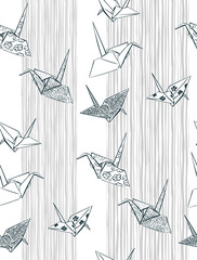grues en papier origami modèle sans couture japonais chinois oriental vector illustration des éléments de conception de style d& 39 encre