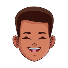 happy little afro boy head avatar character