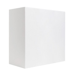 Blank white cardboard box isolated on white background. Square paper box isolated on white background.