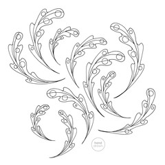 Oak leaves coloring page. Hand drawn leaf vector illustration.