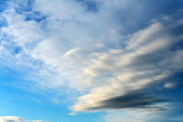 Fototapeta premium Backgrounds and textures. Blue beautiful sky with clouds.