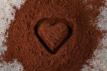 Grind coffee with heart - love coffee concept