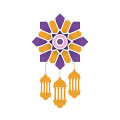 ramadan kareem lanterns hanging in mandala