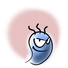 Smiling bacterium with three flagella