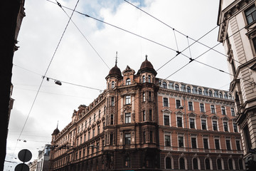 Ancient building near transport wires