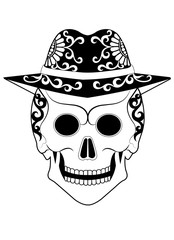 Art Skull Tattoo. Hand drawing and graphic vector.