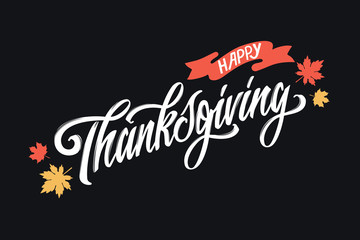 Vector illustration. Happy Thanksgiving Day typography vector design for greeting cards and poster on a textural background design template celebration.Happy Thanksgiving inscription, lettering.