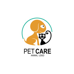 Cat and dog logo design vector, Pet logo 