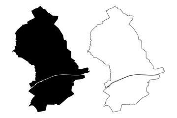 Oberhausen City (Federal Republic of Germany, North Rhine-Westphalia) map vector illustration, scribble sketch City of Oberhausen map