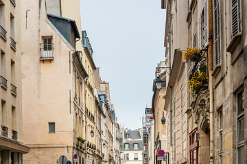 Fototapeta na wymiar PARIS, FRANCE - APRIL 7, 2019: Antique building view in Paris city, France.