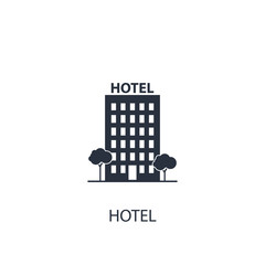 Hotel concept icon. Simple one colored travel element illustration.