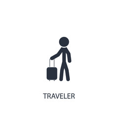 Man with suitcase concept icon. Simple one colored travel element illustration.