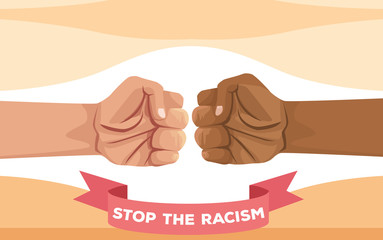 interracial hands fist stop racism campaign