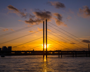 Fototapeta na wymiar Knie Bridge in Dusseldorf, Germany