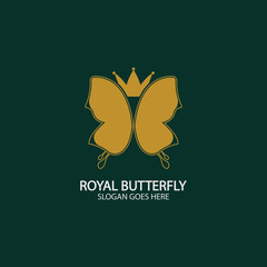 Golden Butterfly logo. Royal butterfly logotype