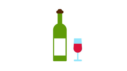 Wine bottle with wine glass icon isolated on white background