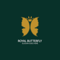 Golden Butterfly logo. Royal butterfly logotype