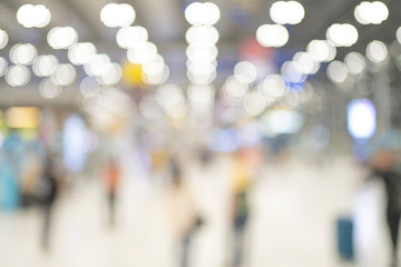 Abstract of blur lights in exhibition hall department store or shopping mall background.