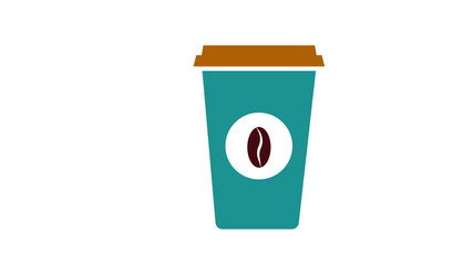  Disposable coffee cup icon with coffee beans logo