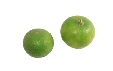 green lemon isolated on white background.