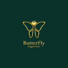 Golden Butterfly logo. Royal butterfly logotype