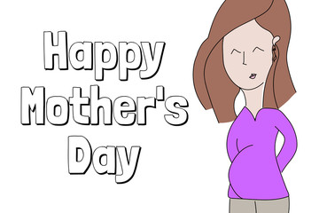 Happy Mother's Day. Holiday concept. Template for background, banner, card, poster with text inscription. Vector EPS10 illustration.