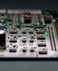 Circuit board with shallow depth of field