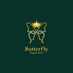 Golden Butterfly logo. Royal butterfly logotype