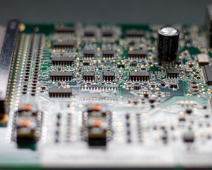 Circuit board with shallow depth of field