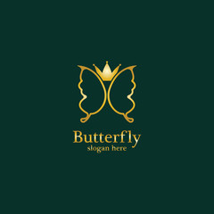 Golden Butterfly logo. Royal butterfly logotype